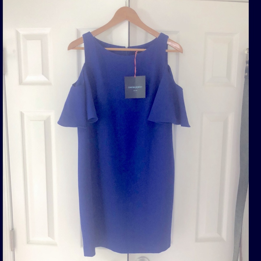 NWT! Cynthia Rowley Flutter Sleeve Blue Dress